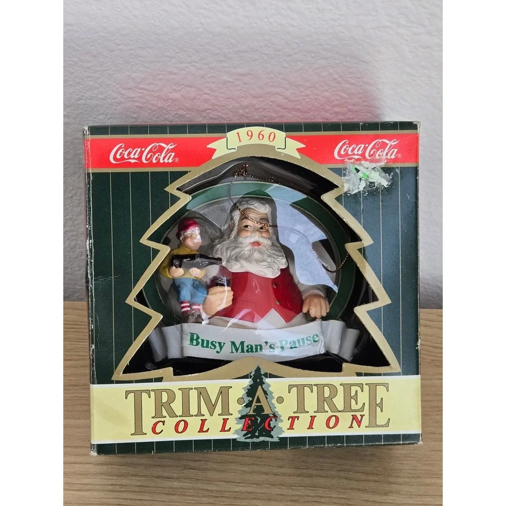 Coca-Cola Trim A Tree 1960 Busy Man's Pause Santa Ornament Haddon Sundblom